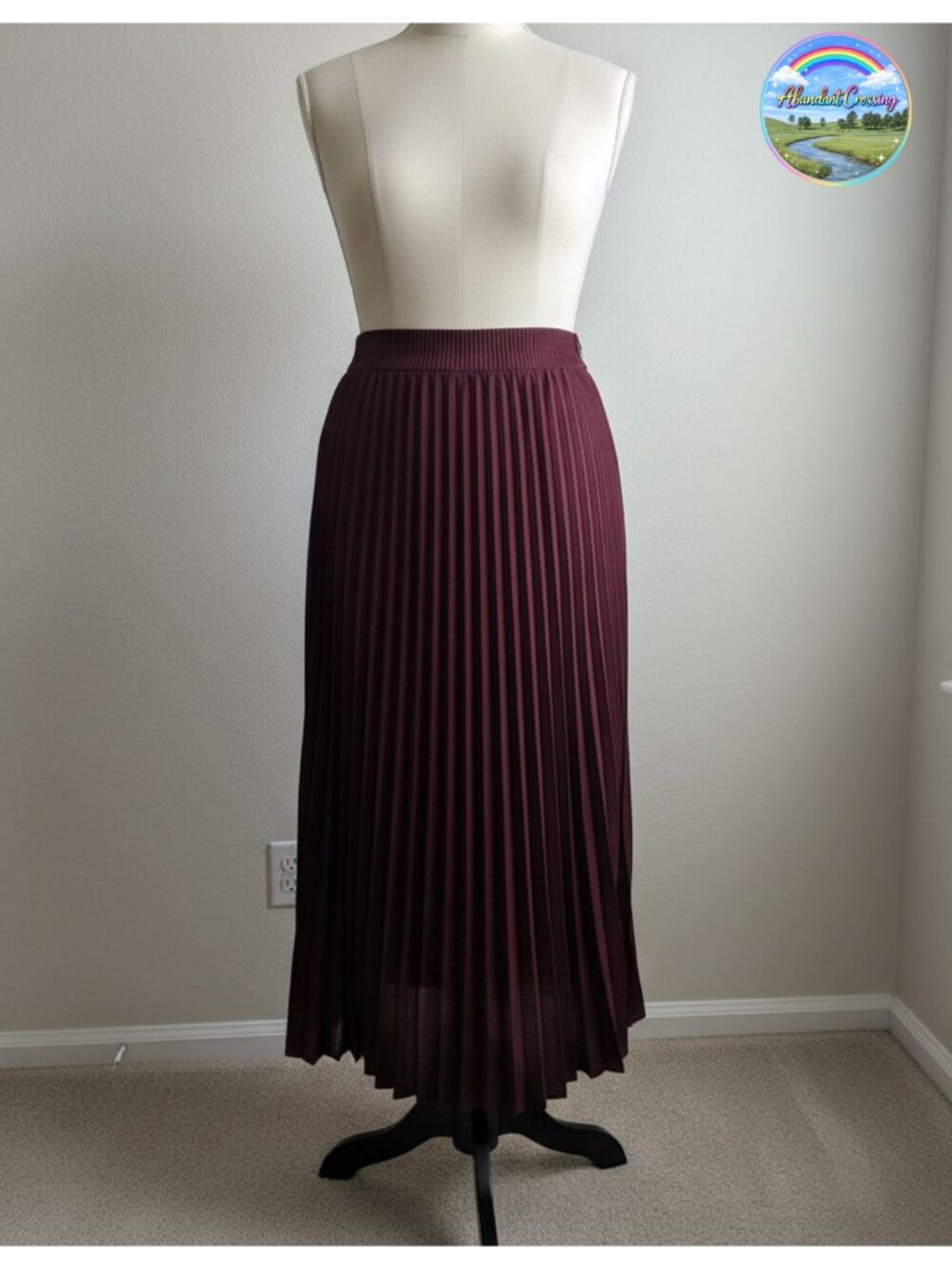 Pleated Midi Skirt Women A-Line High Waisted Chiffon Long Flowy Elastic